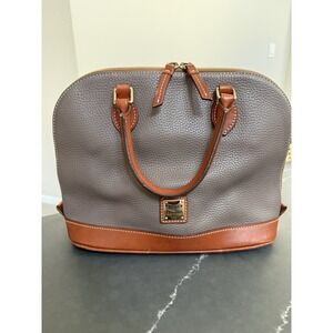 Dooney & Bourke Pebble Grain Leather Zip Zip Satchel Elephant Brown Tan